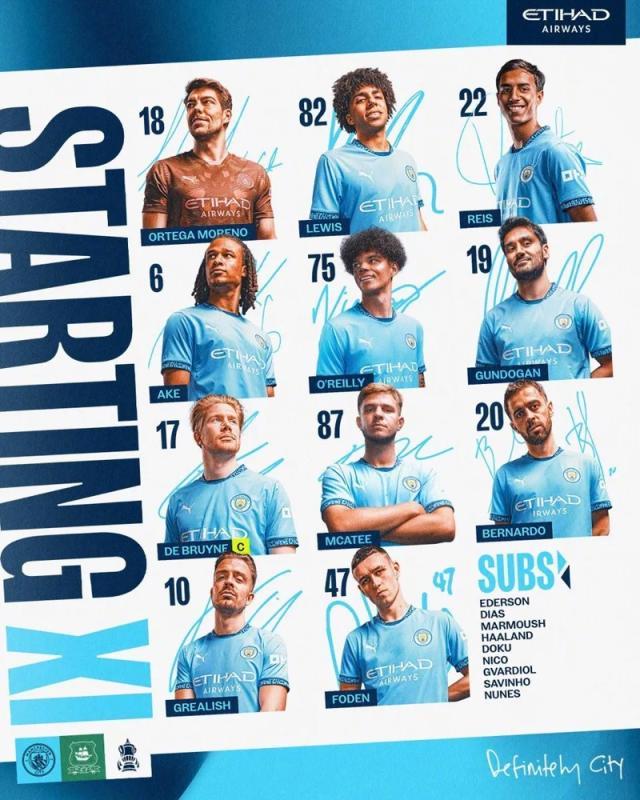 【足总杯】奥赖利双响丁丁传射,曼城3比1普利茅斯